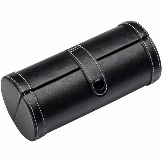 ein schwarzes leder-zylinder-gehäuse mit weißer naht Schuhpflegeset (Bild 1)