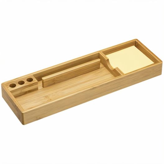 ein hölzerner stifthalter mit einem klebrigen pad und stift VADODARA (Bild 1)