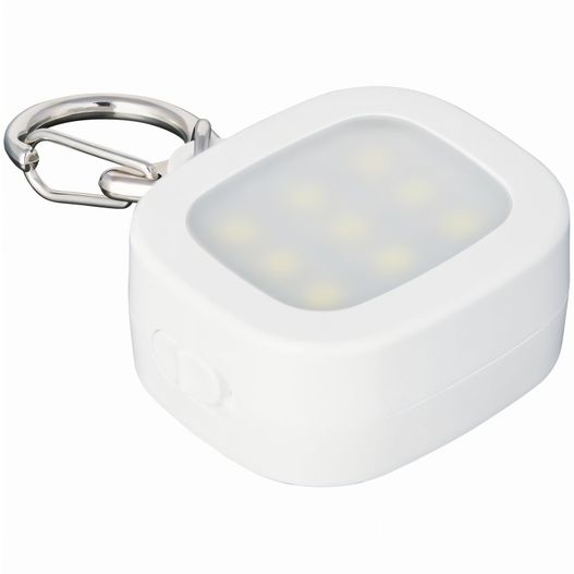 ein weißes licht mit einem karabiner darauf Schlüssellicht aufladbar (Bild 1)