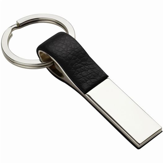 eine schlüsselkette aus metall mit einem schwarzen lederarmband Schlüsselanhänger RE98-FAIRHOPE (Bild 1)