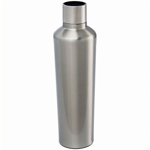 eine edelstahlflasche mit schwarzem deckel Thermotrinkflasche (Bild 1)