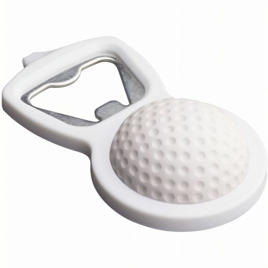 ein weißer golfball geformter flaschenöffner mit weißer basis SAKAI (Bild 1)
