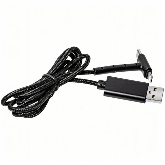ein schwarzes usb-kabel mit einer weißen wand verbunden 3-in-1 Ladekabel (Bild 1)