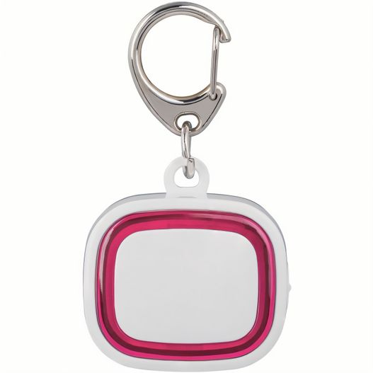 ein rosa und weißes hunde-tag mit einem silbernen verschluss Schlüssellicht aufladbar (Bild 1)