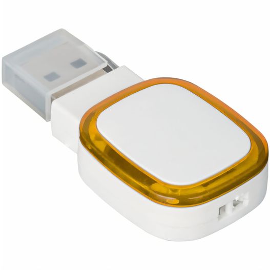 ein weißes und gelbes gerät mit einem gelben knopf USB-Speicherstick (Bild 1)