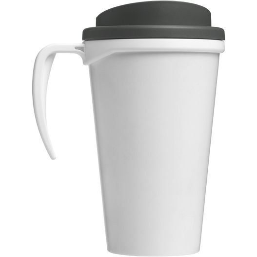 eine weiße tasse mit einem schwarzen deckel und einem griff Brite-Ameriano® Grande 350 ml Isolierbecher (Bild 1)