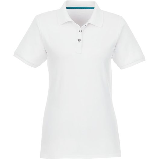ein weißes frauen poloshirt mit blauem kragen Beryl Poloshirt aus Bio-Recyclingmaterial für Damen (Bild 1)