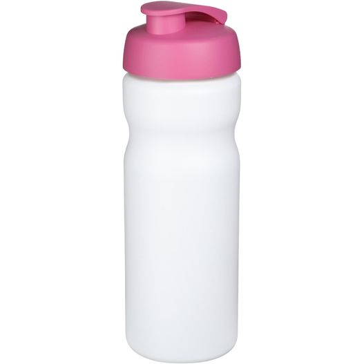 eine weiße und rosa sportflasche mit einem rosa deckel Baseline® Plus 650 ml Sportflasche mit Klappdeckel (Bild 1)