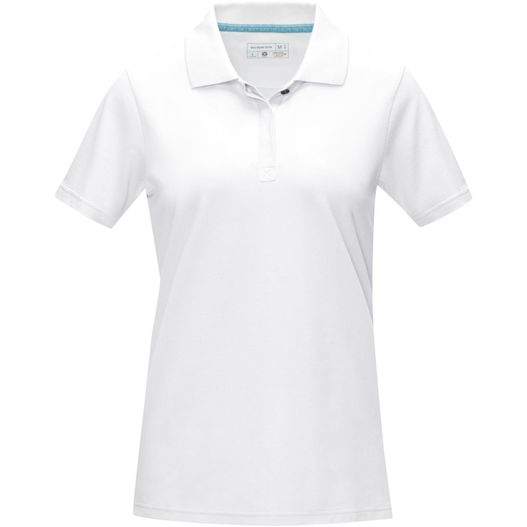 ein weißes poloshirt mit blauem kragen Graphite Poloshirt aus Bio-Baumwolle für Damen (Bild 1)