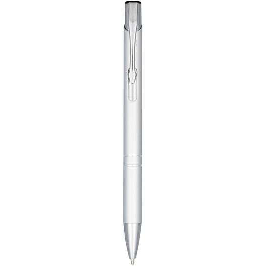 ein stift mit einem silbernen körper und einer schwarzen spitze Moneta Druckkugelschreiber aus eloxiertem Aluminium (schwarze Mine) (Bild 1)