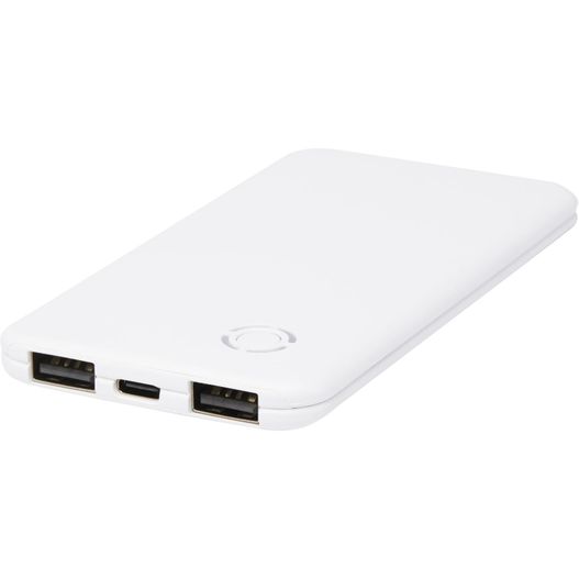 eine weiße powerbank mit zwei usb-ports Slender 4000 mAh flache Dual Powerbank (Bild 1)
