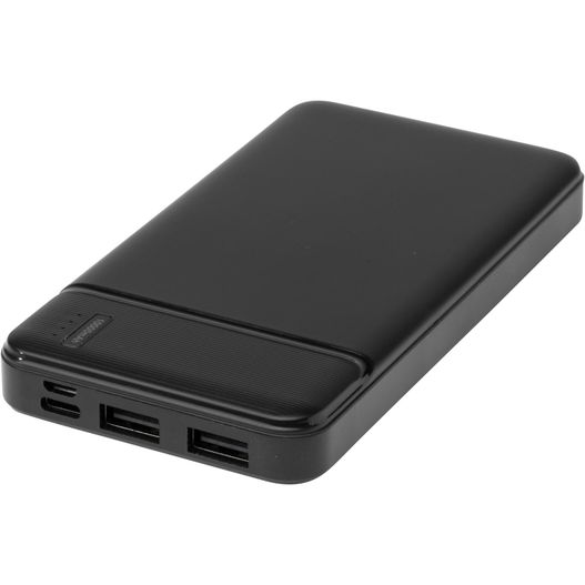 eine schwarze powerbank mit einem usb-port Loop 10.000 mAh Powerbank aus recyceltem Kunststoff (Bild 1)