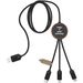 SCX.design C36 3-in-1 rPET erweitertes Ladekabel mit Leuchtlogo in rundem Bambusgehäuse