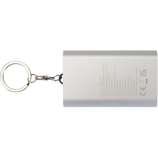 Arcturus 2000 mAh Powerbank aus recyceltem Aluminium mit Schlüsselanhänger (Bild 1)