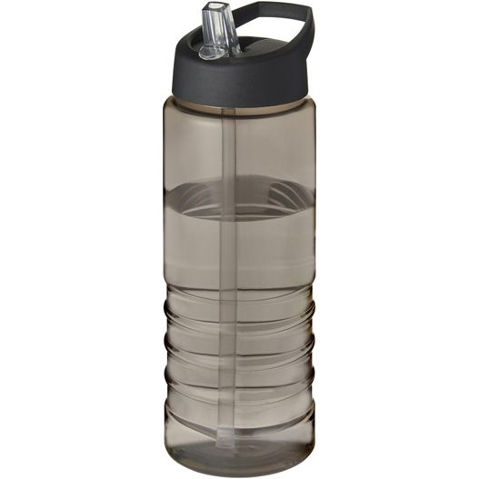 eine wasserflasche mit einem schwarzen deckel und einer schwarzen kappe H2O Active® Treble 750 ml Sportflasche mit Ausgussdeckel (Bild 1)
