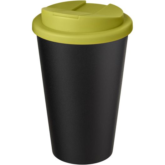 eine schwarze und gelbe tasse mit einem deckel Americano® Eco 350 ml recycelter Becher mit auslaufsicherem Deckel (Bild 1)