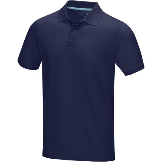 ein navy poloshirt mit einem weißen kragen Graphite Poloshirt aus GOTS-zertifizierter Bio-Baumwolle für Herren (Bild 1)