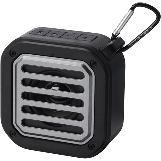 Solo 3W IPX5 Solar Bluetooth®-Lautsprecher aus recyceltem RCS Kunststoff mit Karabinerhaken (Bild 1)