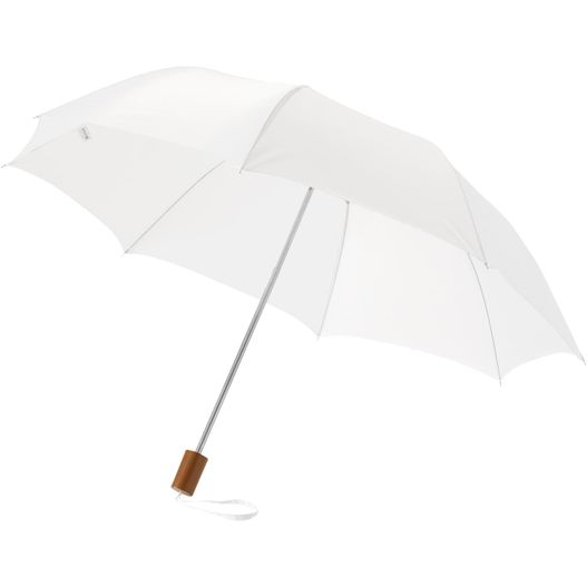 ein weißer schirm mit einem holzgriff Oho 20" Kompaktregenschirm (Bild 1)