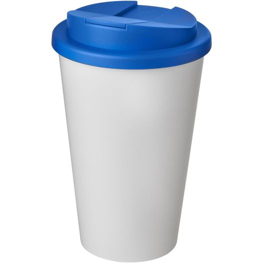 eine weiße tasse mit blauem deckel Americano® 350 ml Isolierbecher mit auslaufsicherem Schraubverschluss (Bild 1)