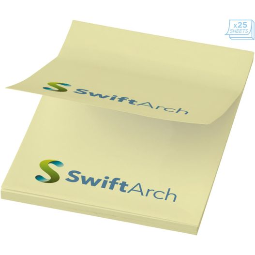ein gelb klebriges pad mit einem logo auf ihm Sticky-Mate® Haftnotizen 50 x 75 mm (Bild 1)