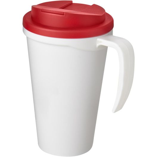 eine weiße und rote kaffeetasse mit rotem deckel Americano® Grande 350 ml Isolierbecher mit auslaufsicherem Schraubverschluss (Bild 1)
