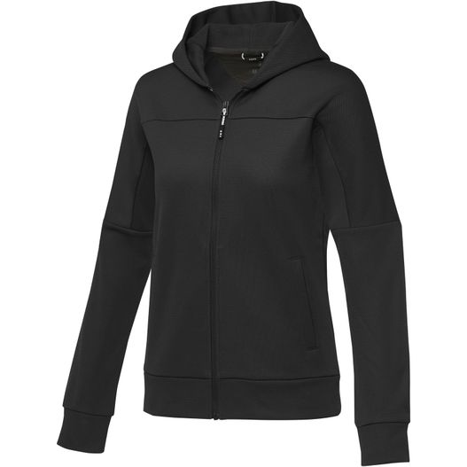 eine schwarze jacke mit kapuze Nubia Performance Kapuzensweatjacke für Damen (Bild 1)