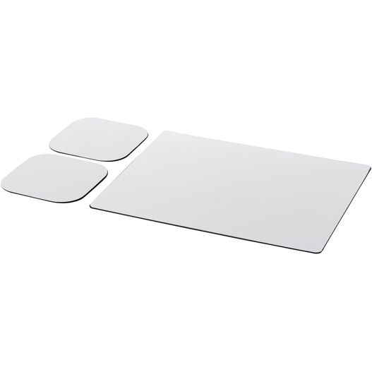 ein weißes mauspad und mauspad auf einer weißen oberfläche Brite-Mat® Mousepad- und Untersetzer-Set 3 (Bild 1)