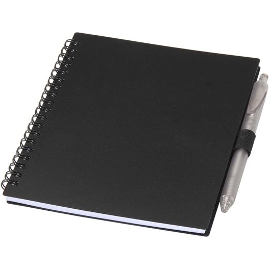 Niove Softcover Notizbuch aus recyceltem Kunststoff mit Kugelschreiber (blaue Mine) (Bild 1)