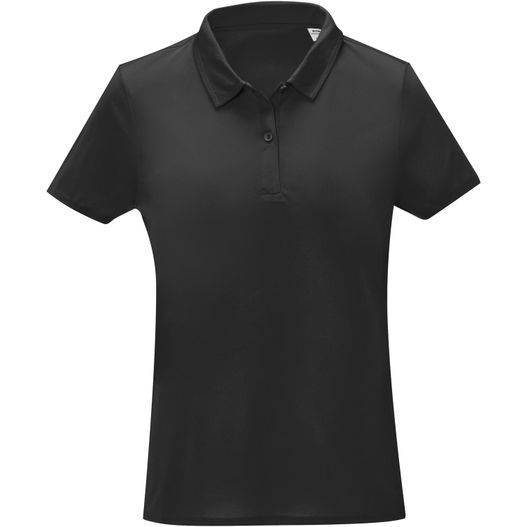ein schwarzes poloshirt mit einem weißen logo auf der brust Deimos Poloshirt cool fit mit Kurzärmeln für Damen (Bild 1)