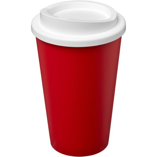 eine rote tasse mit einem weißen deckel und einem deckel Americano® Eco 350 ml recycelter Becher (Bild 1)