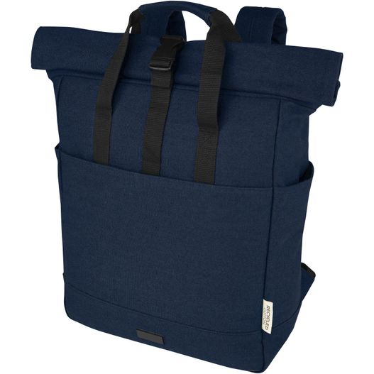 blauer rucksack mit schwarzem gurt Joey 15" GRS Rolltop Laptoprucksack aus recyceltem Canvas 15 L (Bild 1)
