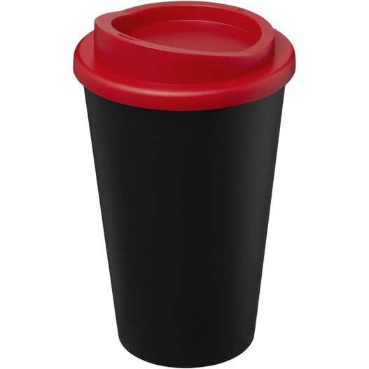 eine schwarze und rote tasse mit einem deckel Americano® Eco 350 ml recycelter Becher (Bild 1)