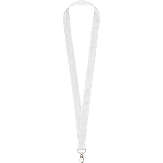 ein weißer lanyard mit einem silbernen metallschlüssel Impey Lanyard mit praktischem Haken (Bild 1)