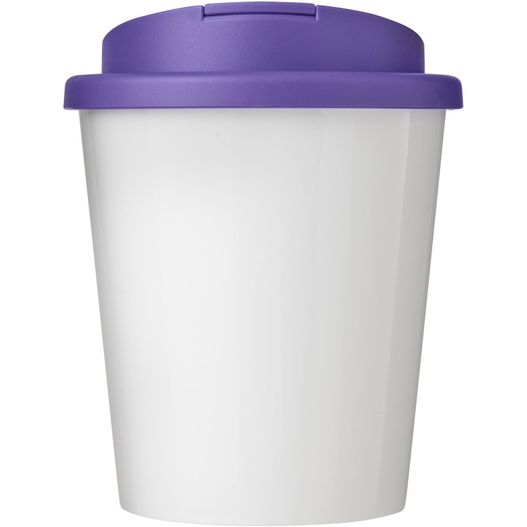 eine weiße tasse mit lila deckel und einem lila deckel Brite-Americano® Espresso 250 ml Isolierbecher mit auslaufsicherem Schraubverschluss (Bild 1)