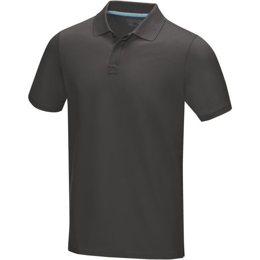 ein schwarzes poloshirt mit blauem kragen Graphite Poloshirt aus GOTS-zertifizierter Bio-Baumwolle für Herren (Bild 1)