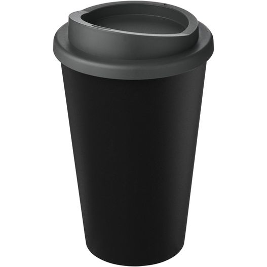 eine schwarze tasse mit deckel und deckel Americano® Eco 350 ml recycelter Becher (Bild 1)