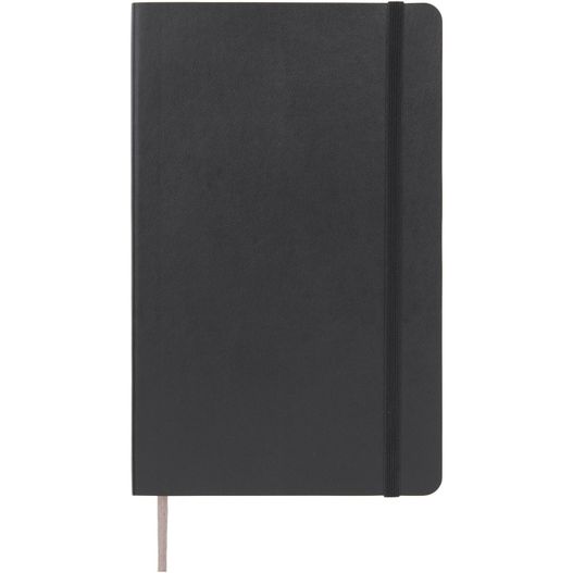 ein schwarzes notizbuch mit einem stift oben Moleskine Classic Softcover Notizbuch L – liniert (Bild 1)