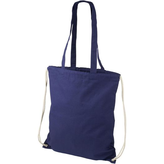 eine blaue tasche mit einem rucksack Eliza 240 g/m² Baumwoll Turnbeutel 6L (Bild 1)