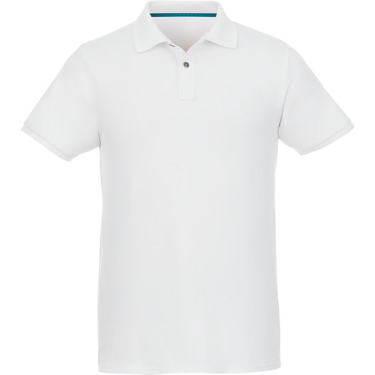 ein weißes poloshirt mit blauem kragen Beryl Poloshirt aus Bio-Recyclingmaterial für Herren (Bild 1)