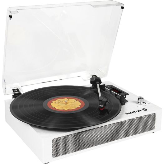 einen plattenspieler mit einem vinylrekord darauf Prixton Studio Luxus Plattenspieler und Musikplayer (Bild 1)