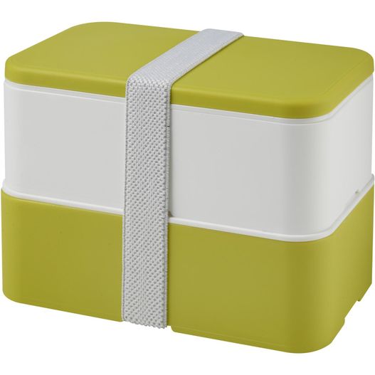 eine grüne und weiße lunchbox mit einem band MIYO Doppel-Lunchbox (Bild 1)