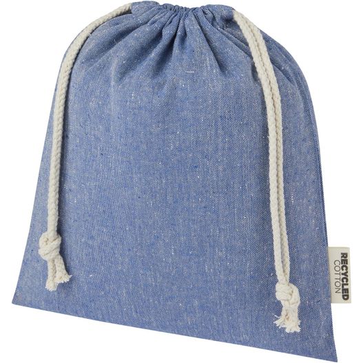 eine blaue tasche mit einem seil auf der unterseite Pheebs 150 g/m² GRS Zuziehbeutel aus Recyclingbaumwolle mittel 1,5 l (Bild 1)
