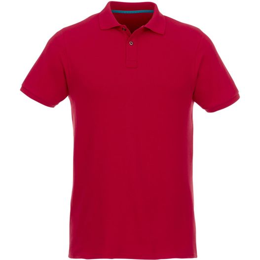 ein rotes poloshirt mit blauem kragen Beryl Poloshirt aus Bio-Recyclingmaterial für Herren (Bild 1)