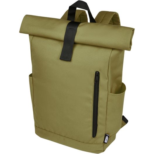 einen rucksack mit einem schwarzen riemen darauf Byron 15,6" GRS RPET Roll-Top Rucksack 18 L (Bild 1)