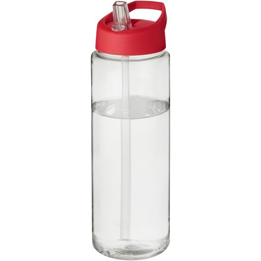 eine rote und klare wasserflasche mit einem stroh H2O Active® Vibe 850 ml Sportflasche mit Ausgussdeckel (Bild 1)