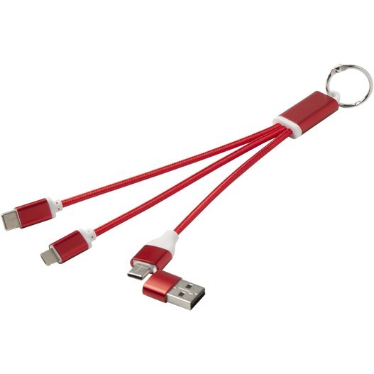Metal 4-in-1 Ladekabel aus recyceltem Aluminium mit Schlüsselanhänger (Bild 1)