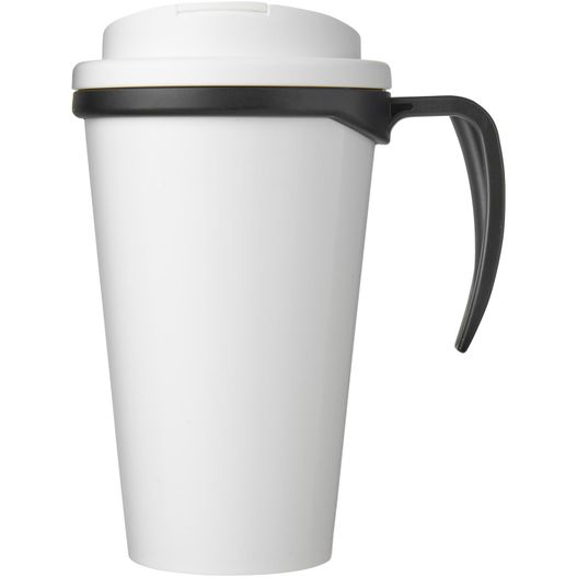 eine weiße tasse mit schwarzem griff Brite-Ameriano® Grande 350 ml Isolierbecher mit auslaufsicherem Schraubverschluss (Bild 1)