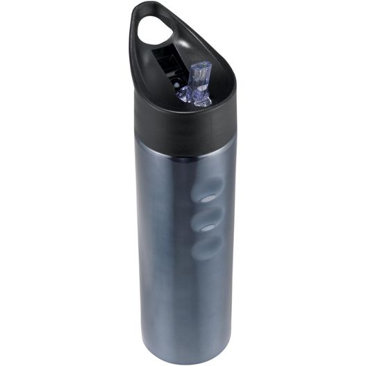 eine schwarze und silberne wasserflasche mit schwarzem deckel Trixie 750 ml Edelstahl Sportflasche (Bild 1)