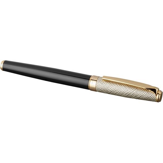 ein stift mit einem goldenen trimm und schwarzem körper Doré Kugelschreiber (schwarze Mine) (Bild 1)